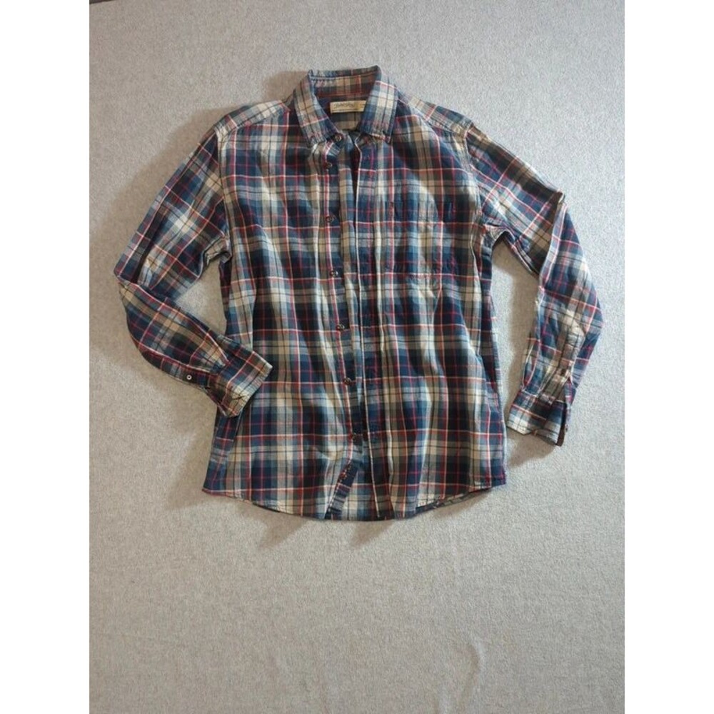 Men's Blue & Red Plaid Flannel Button-Down, sz Small